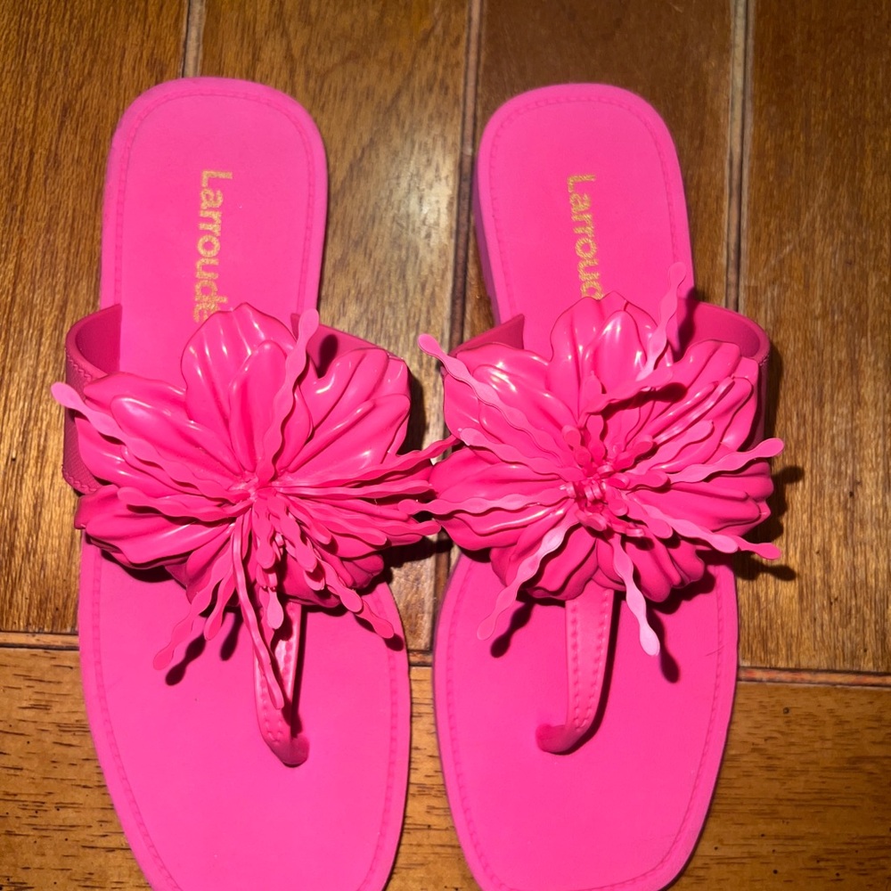 Larroude hibiscus sandals